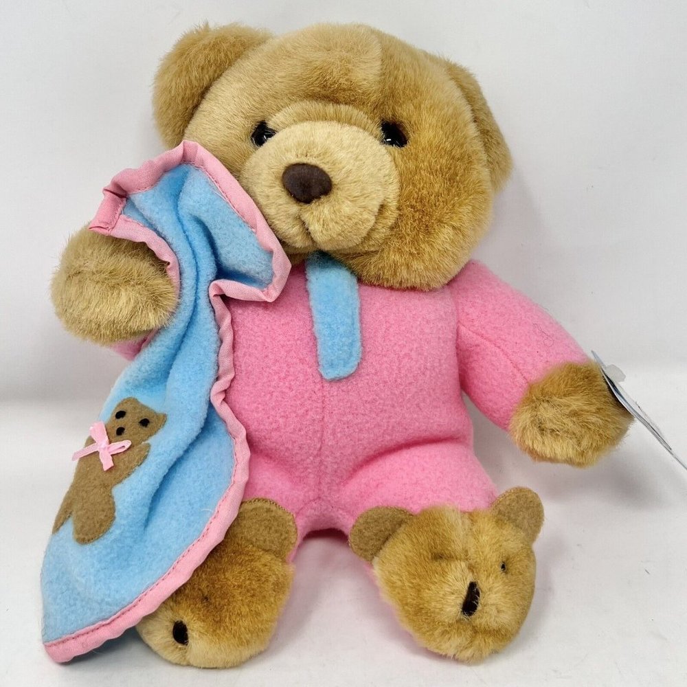 Tb Trading Co Teddy Bear Pajama‎ & Blanket Bear Slippers Vintage Plush NWT  9" H